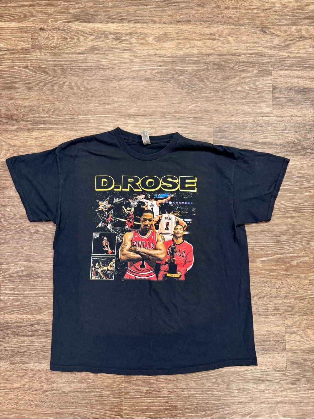 Derrick Rose Chicago Bulls Graphic T Shirt XL Black NBA Basketball MVP Tee